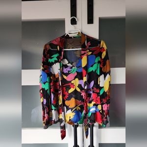 ALICE  + OLIVIA tie neck semi sheer blouse